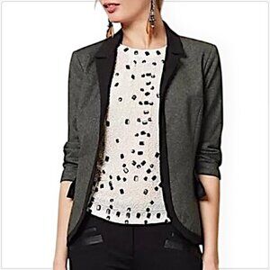 Cartonnier Anthropologie Hadley Charcoal Gray Black Trim Tux Blazer Jacket 12